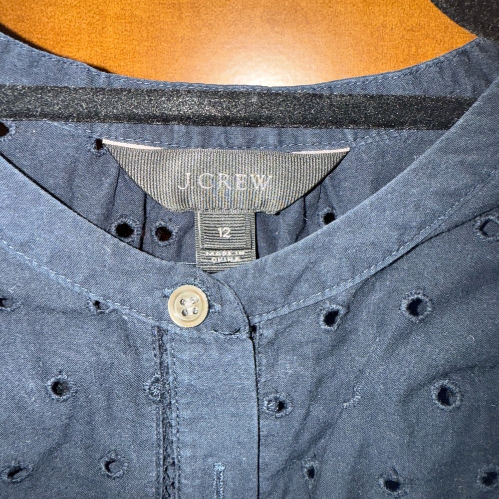 J. Crew Navy Eyelet Cotton Top